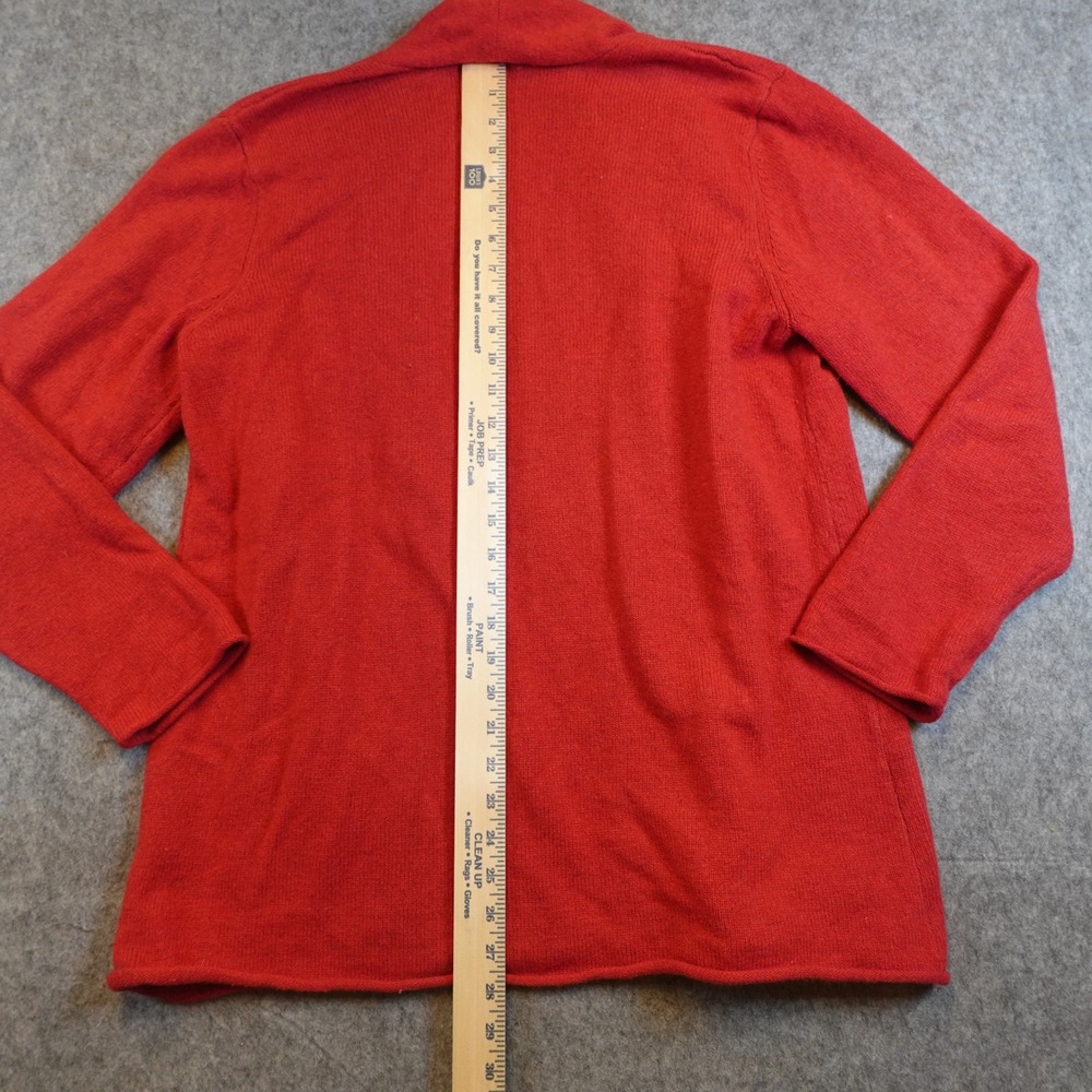 J Jill Cardigan Women Large Red Merino Wool Cashmere Open Front Pocket Soft - Picture 6 of 10